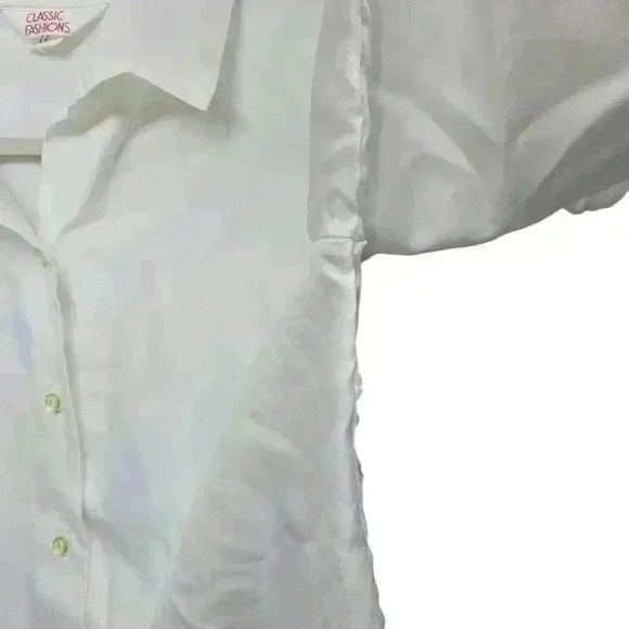 Vintage Classic Fashions Classic White Sheer Button Up Shirt Size 14 *Read* - Picture 11 of 16